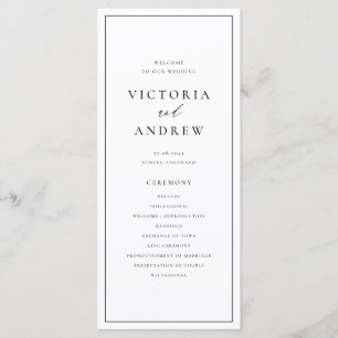 Black Simple Typography Formal Wedding Programme