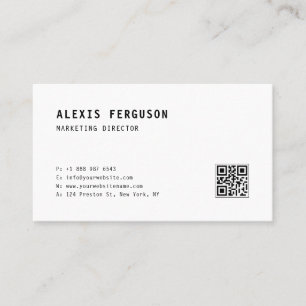 Black Simple Typography with QR Code Minimalist Business Card