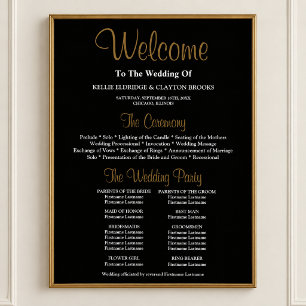 Black Simple Wedding Ceremony Program Sign