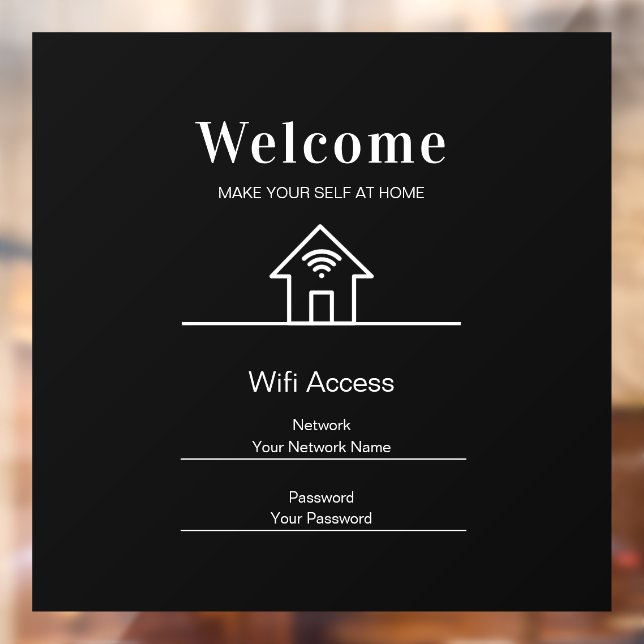 Black Simple Welcome Home Wifi Metal Window Cling (Sheet 2)