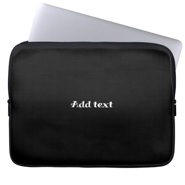 Black, simply black template, personalise, laptop sleeve (Front)