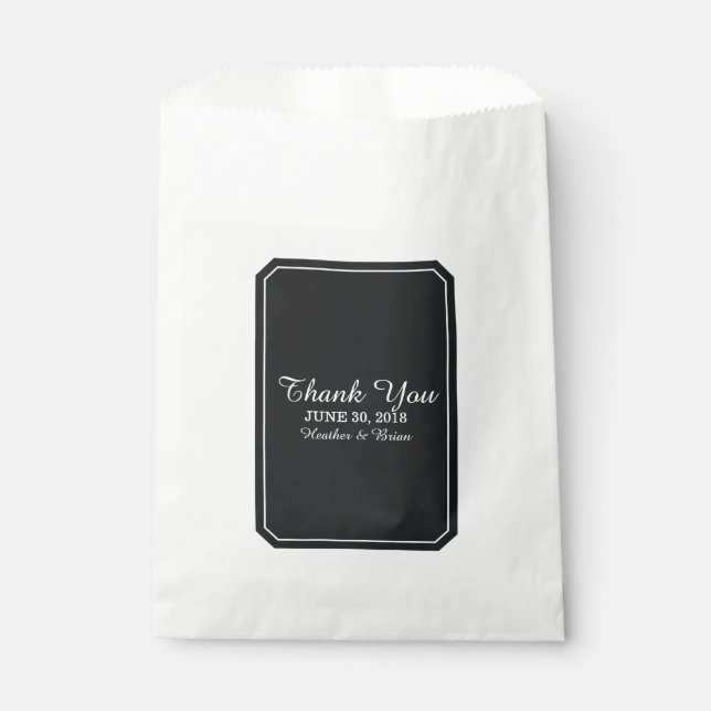Black Simply Elegant Wedding Favour Bags (Front)