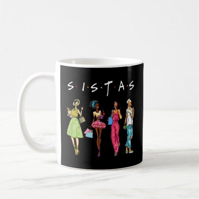 Black Sistas Queen Melanin African American Coffee Mug (Left)