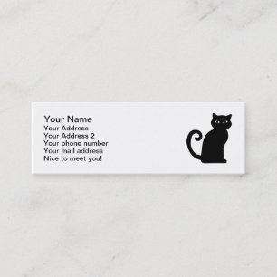 Black sitting cat mini business card