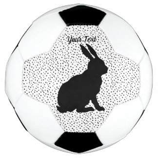 Black Sitting Rabbit Silhouette Form on Polka Dots Football