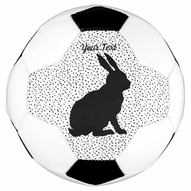 Black Sitting Rabbit Silhouette Form on Polka Dots Football (Front)