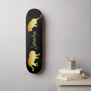 Black Skateboard Gold Lions personalised