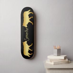 Black Skateboard Gold wolves personalised