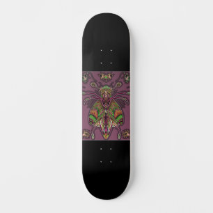 Black Skateboard with neon coloured insect