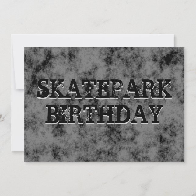 Black Skatepark Teen Boy Birthday Party Invitation (Front)
