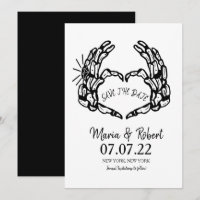 Black Skeleton Hand Heart Wedding Rings Doodle