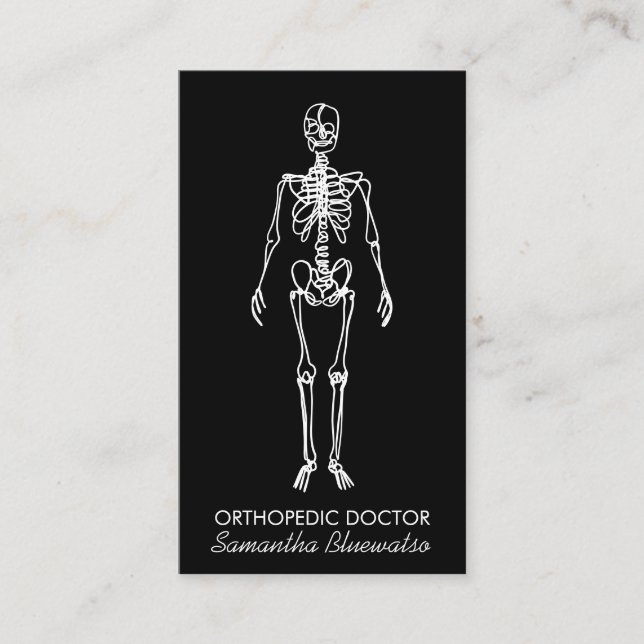 Black Skeleton orthopaedic doctor Business Card (Front)