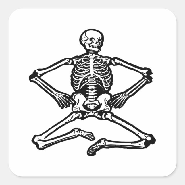 Black Skeleton Square Sticker (Front)
