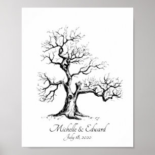 Black Sketched Fingerprint Tree Guestbook