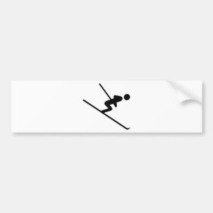 black ski-jumping icon bumper sticker