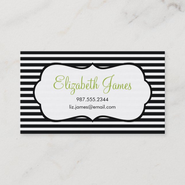 Black Skinny Stripe Business Card (Front)