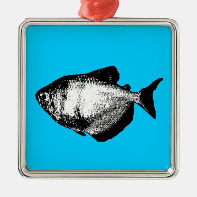 Black Skirt Tetra Metal Tree Decoration (Front)