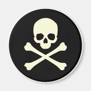 black skull and bones magnet