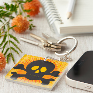 Black Skull And Crossbones  Key Ring
