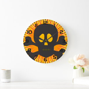 Black Skull And Crossbones Large Clock