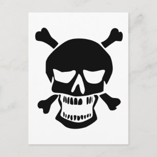 Black Skull and Crossbones Silhouette Postcard