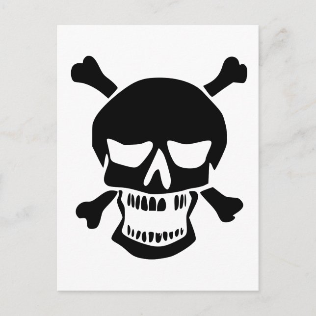 Black Skull and Crossbones Silhouette Postcard (Front)