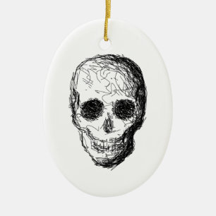 Black Skull. Ceramic Tree Decoration