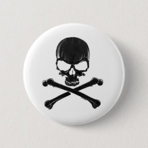 Black Skull/Crossbone 6 Cm Round Badge