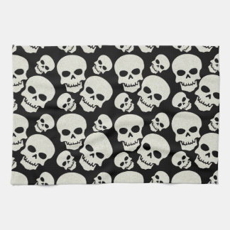 Black Skull Design Tea Towel