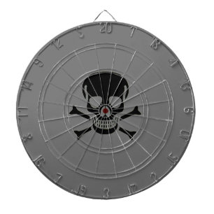 Black Skull gray dartboard