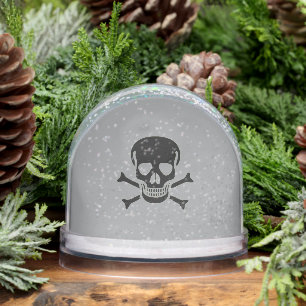 Black Skull gray snow globe