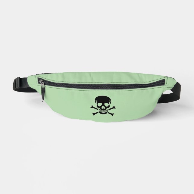 Black Skull green fanny pack (Front)