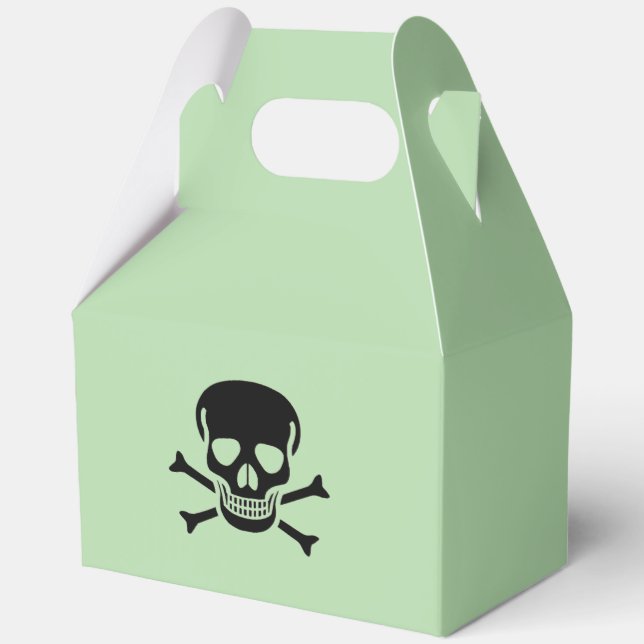 Black Skull green gable favour boxes large (Front)