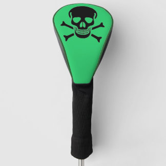 Black Skull green golf club driver cover