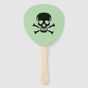 Black Skull green paddle hand fans