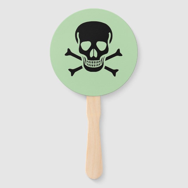 Black Skull green round hand fans (Front)