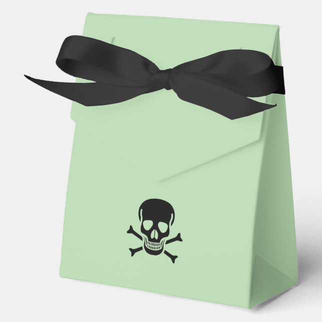Black Skull green tent favour boxes large (Front)