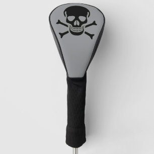 Black Skull grey golf club driver cover