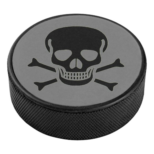 Black Skull grey hockey puck (3/4)
