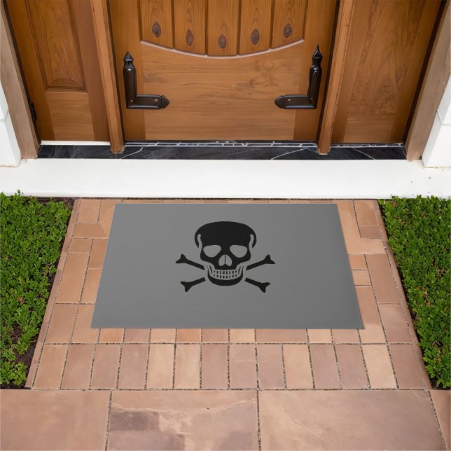 Black Skull grey large doormat (Outdoor)