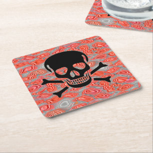 Black Skull Lava paper drink coasters
