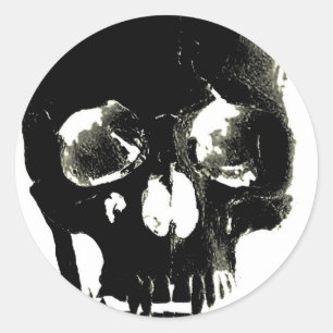 Black Skull - Negative Image Classic Round Sticker