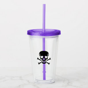 Black Skull purple acrylic tumbler