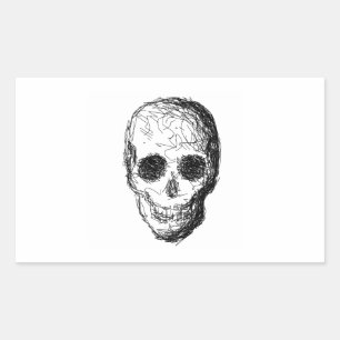 Black Skull. Rectangular Sticker