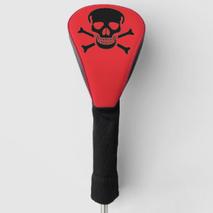 Black Skull red golf club driver cover
