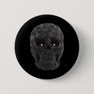 Black Skull Roses Gothic Floral Halloween Costume 6 Cm Round Badge
