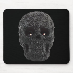 Black Skull Roses Gothic Floral Halloween Costume Mouse Mat