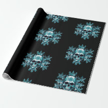Black skull snowflake Christmas wrapping paper