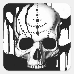 Black Skull Square Sticker