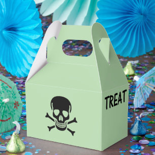 Black Skull Trick Treat green gable favor boxes sm